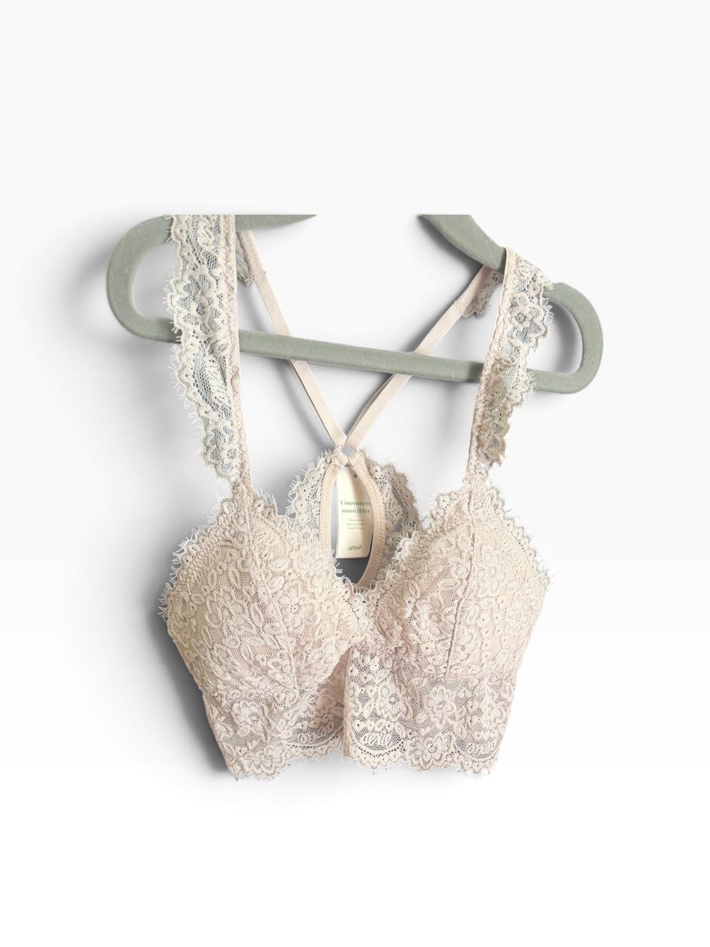 Aerie Cream Eyelash Lace Longline Bralette Size XS NWT